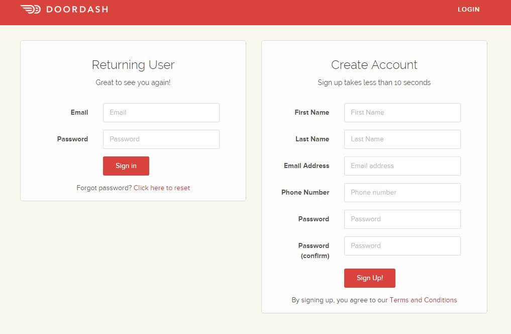 Doordash Signup
